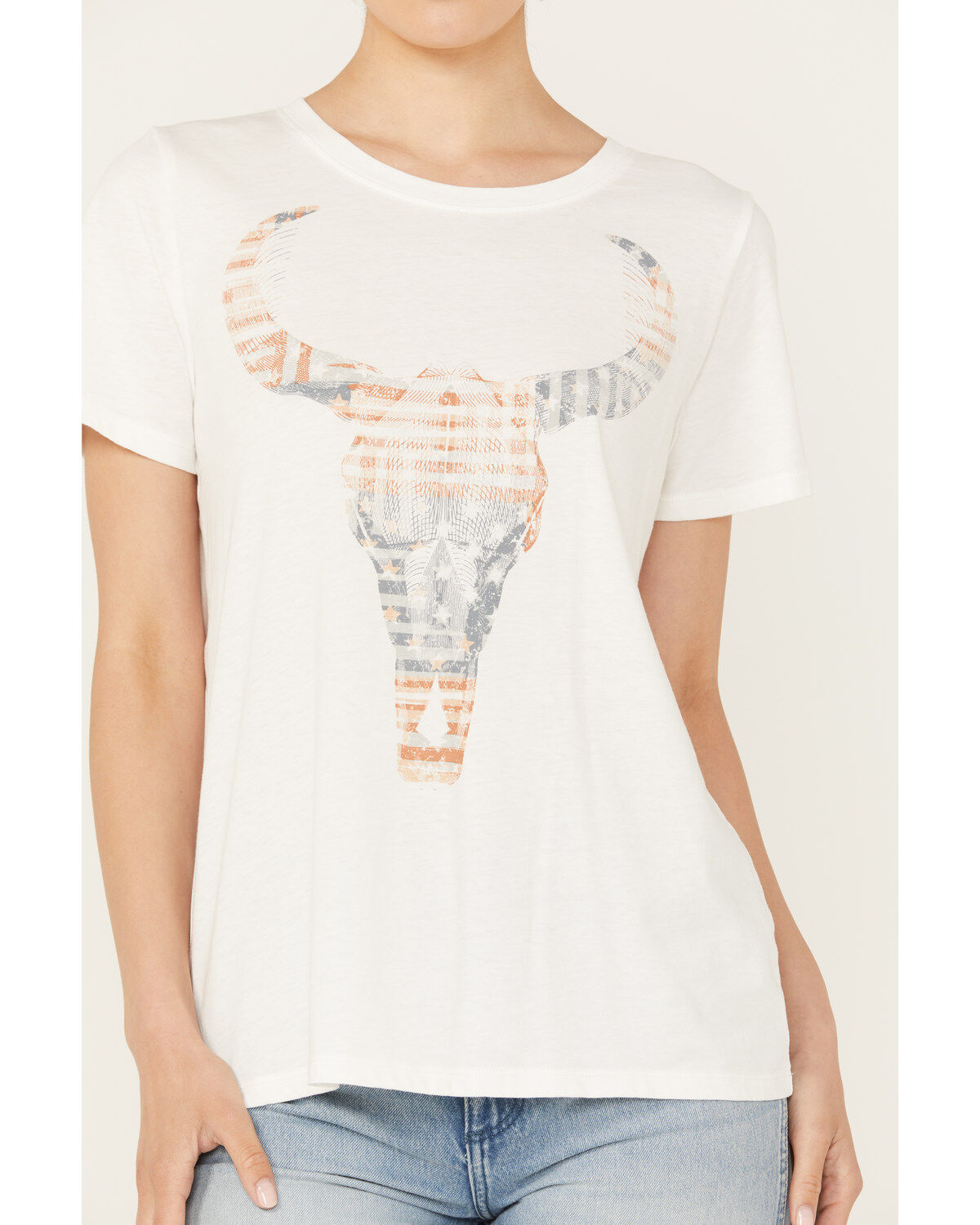 Blended Women's American Flag Steer Head Graphic Tee