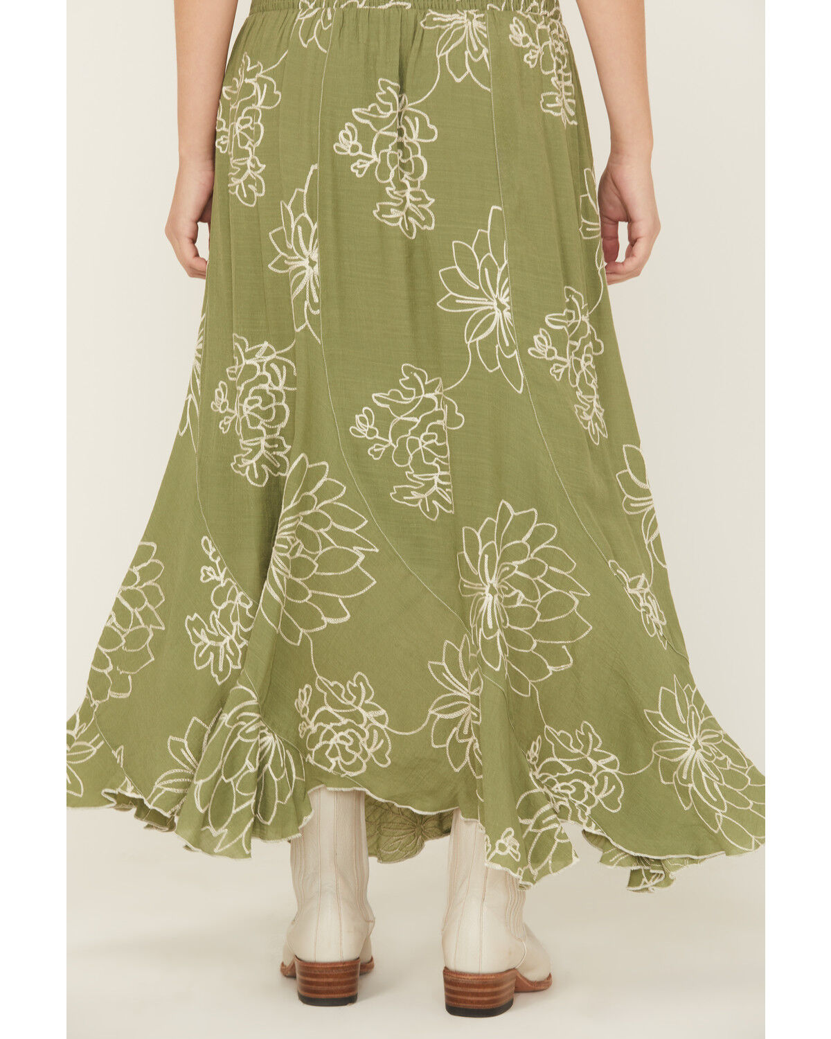 Wild Moss Women's Embroidered Midi Skirt