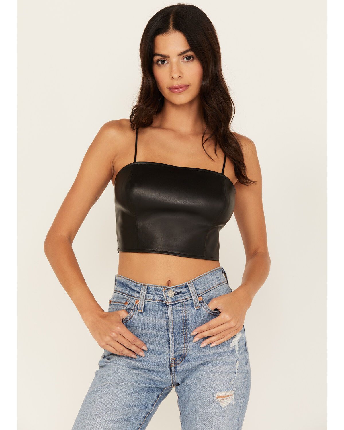 Beyond The Radar Women's Faux Leather Cropped Tank