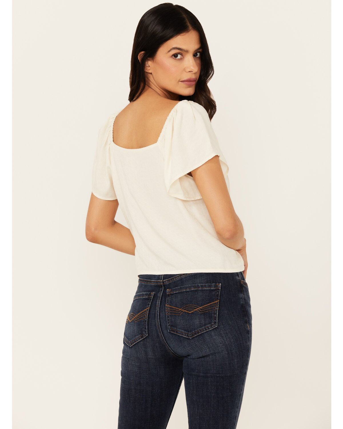 Idyllwind Women's Tern Flutter Sleeve Tie Front Top