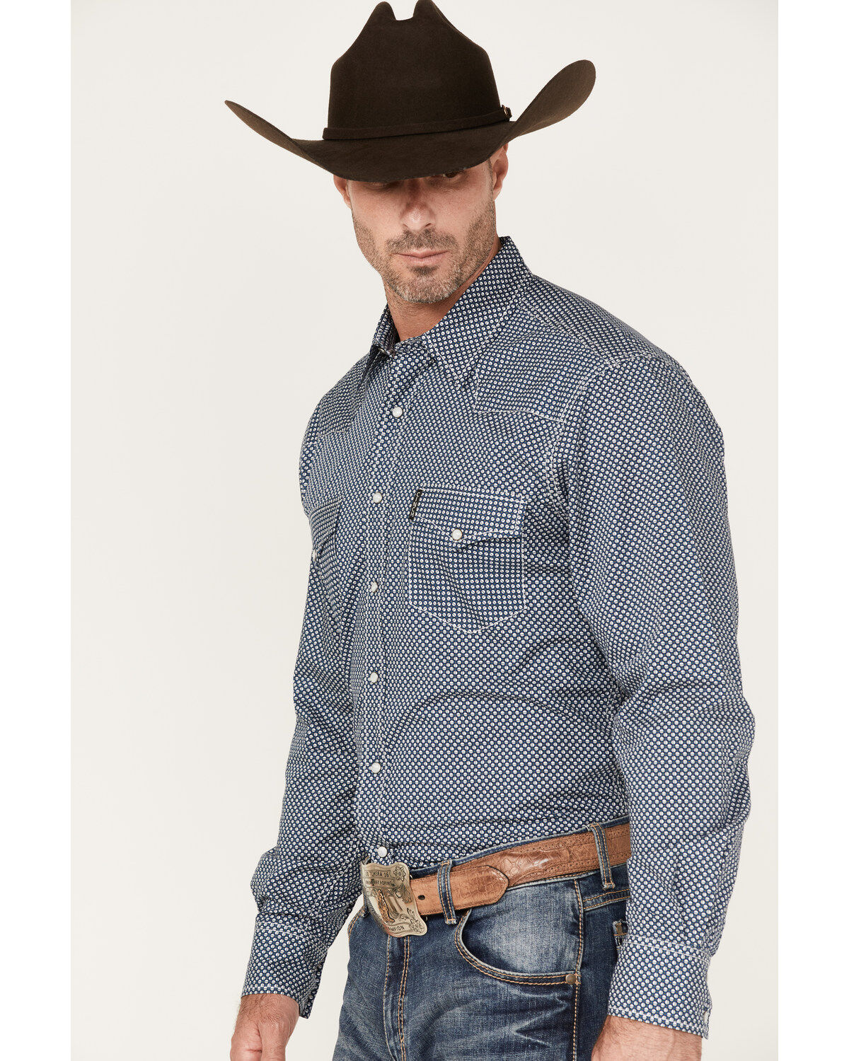 Cinch Men's Modern Fit Small Geo Print Snap Western Shirt