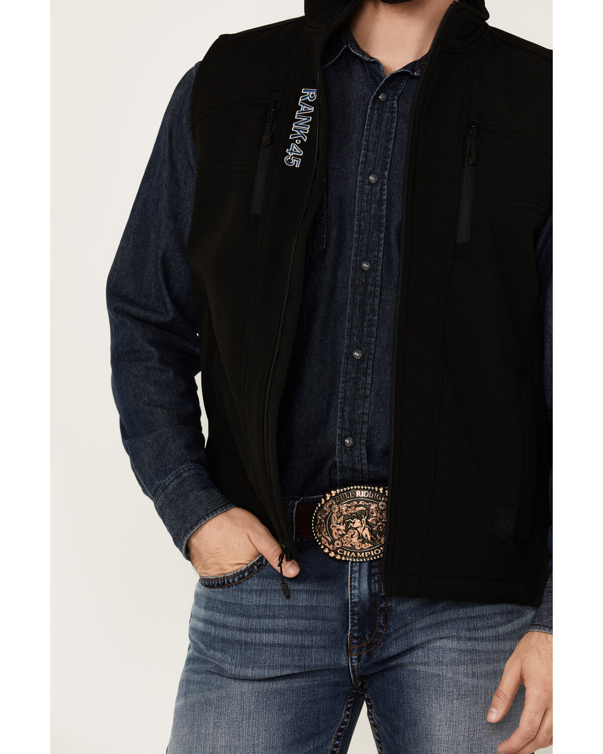 RANK 45® Men's Ralington Embroidered Softshell Vest