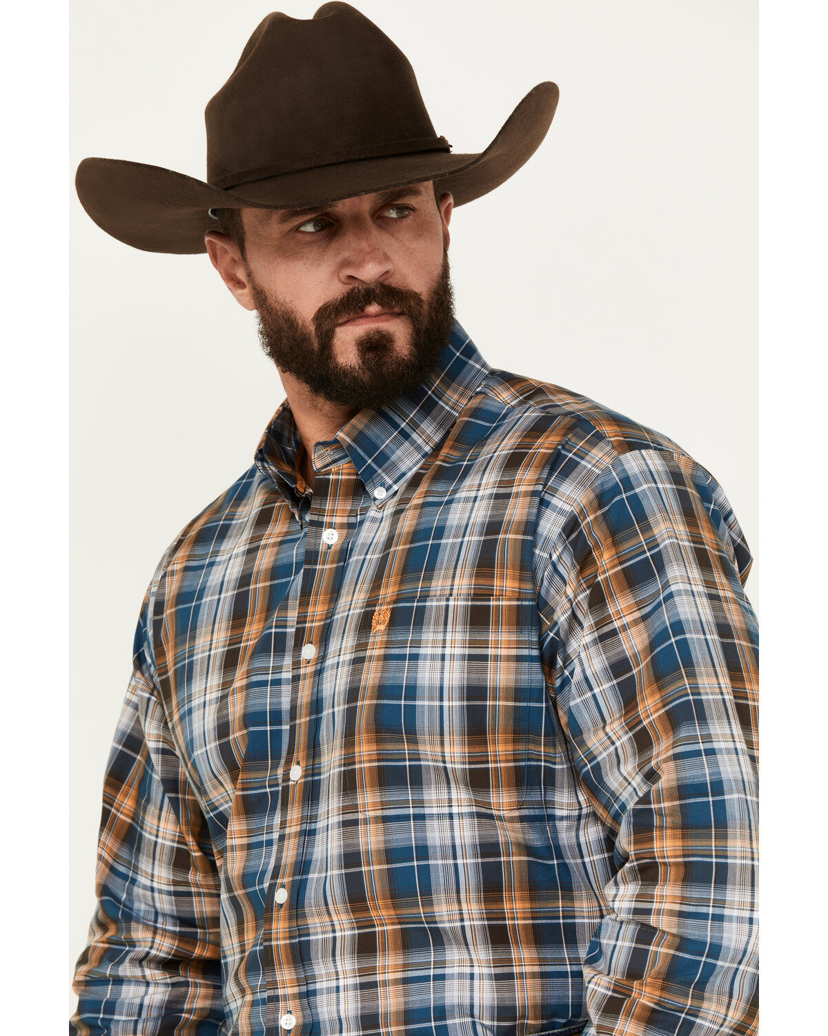 Cinch Men's Plaid Print Long Sleeve Button-Down Western Shirt