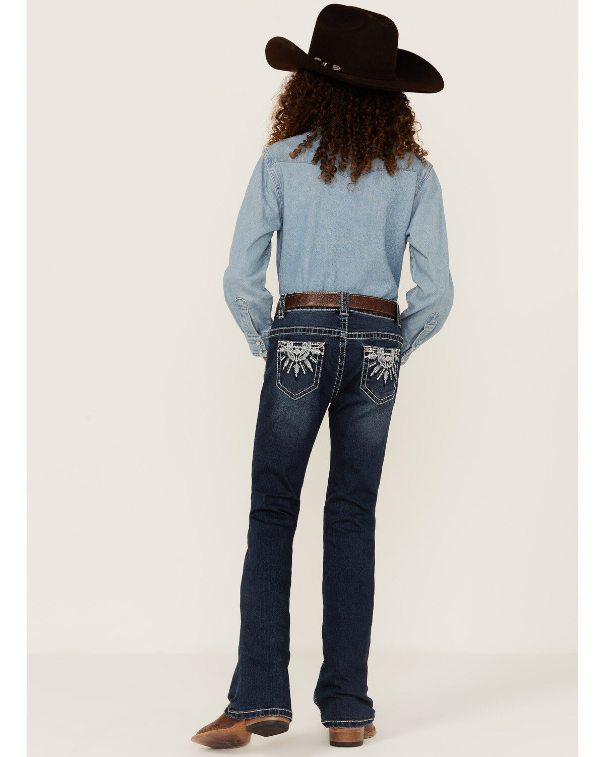 Shyanne Little Girls' Southwestern Dreamcatcher Pocket Bootcut Jeans
