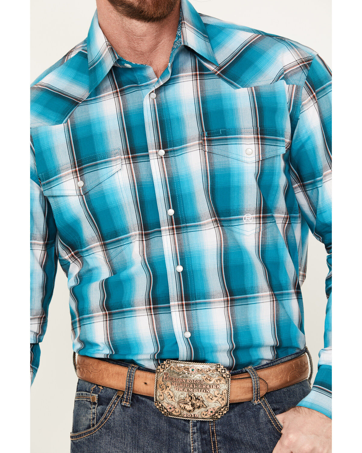 Roper Men's Amarillo Plaid Print Long Sleeve Western Pearl Snap Shirt