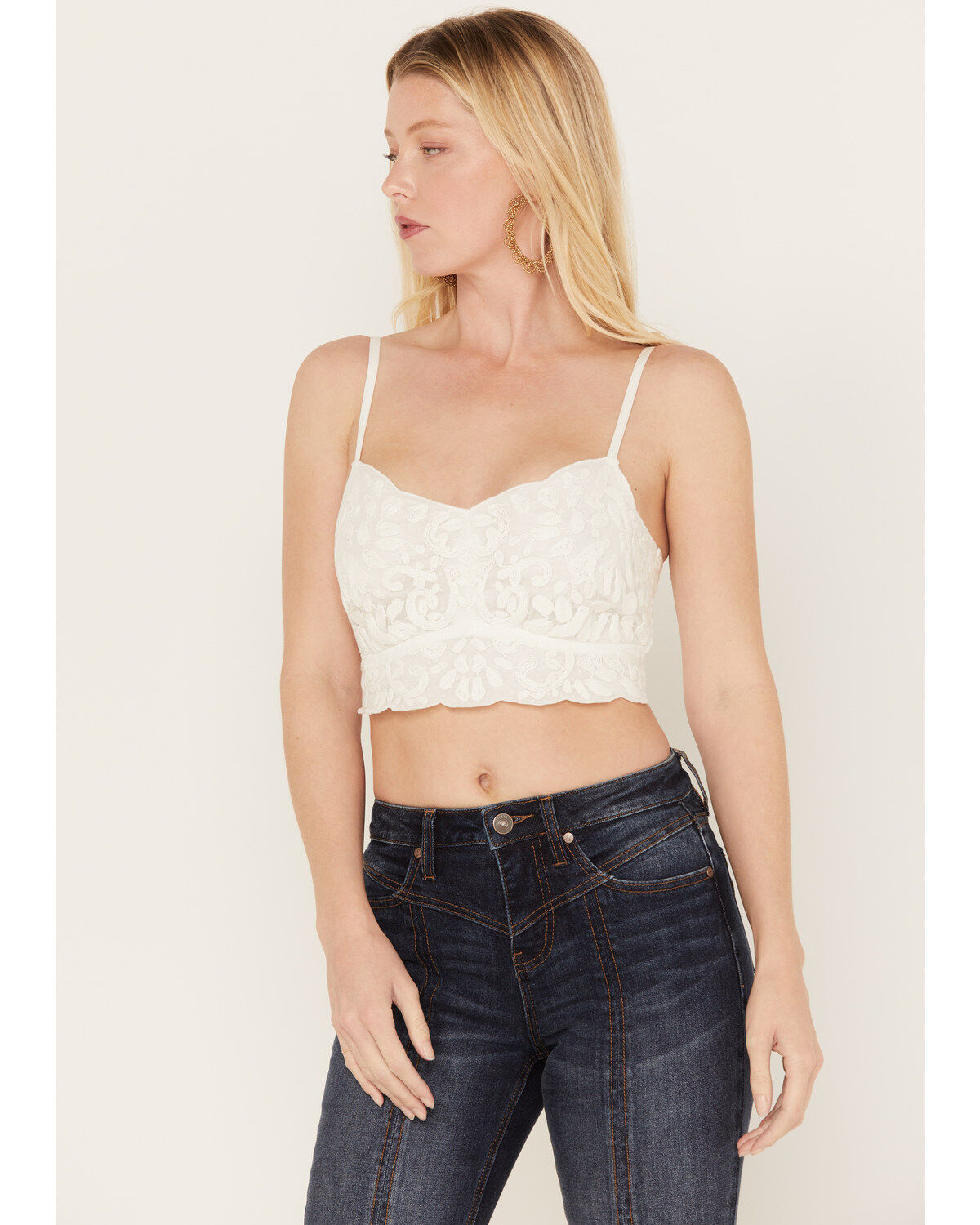 Shyanne Women's Mesh Embroidered Bandeau Tank Top