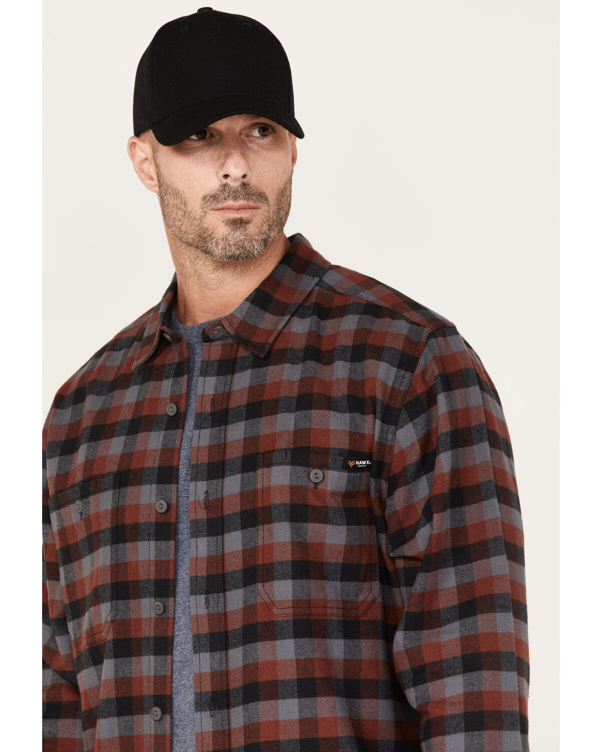 Hawx Men's Checker Long Sleeve Button-Down Flannel Shirt