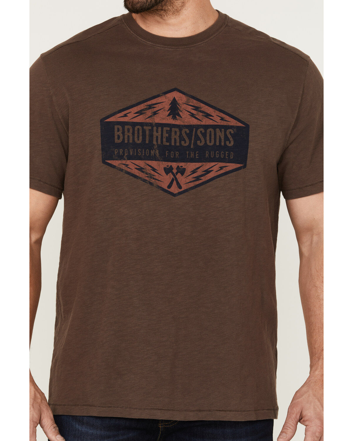 Brothers and Sons Men's Weathered Diamond Logo Slub Graphic T-Shirt