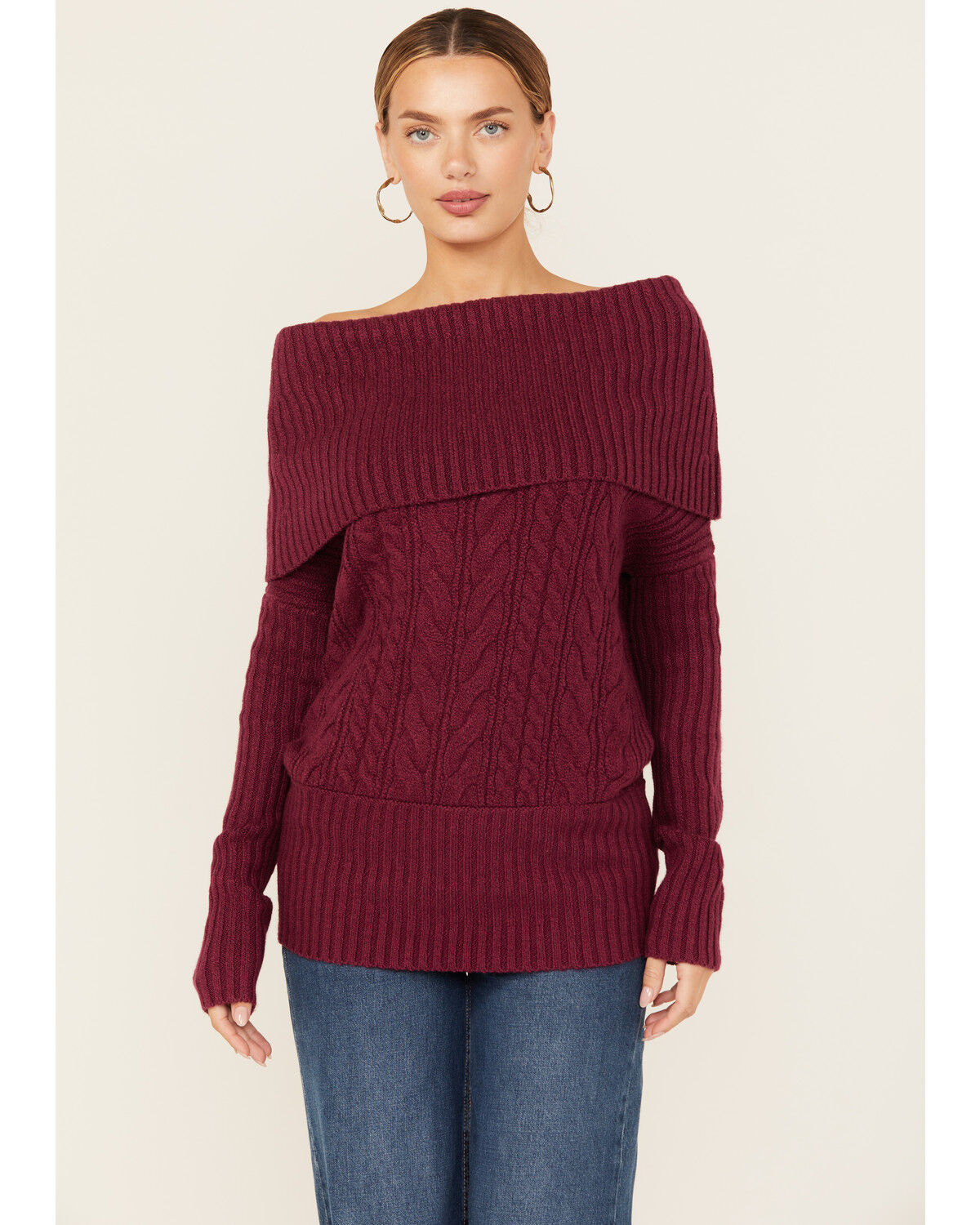Shyanne Women's Off The Shoulder Cable Knit Sweater