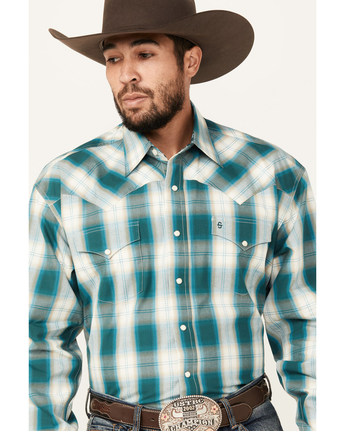 Stetson Men's Plaid Print Long Sleeve Snap Western Shirt