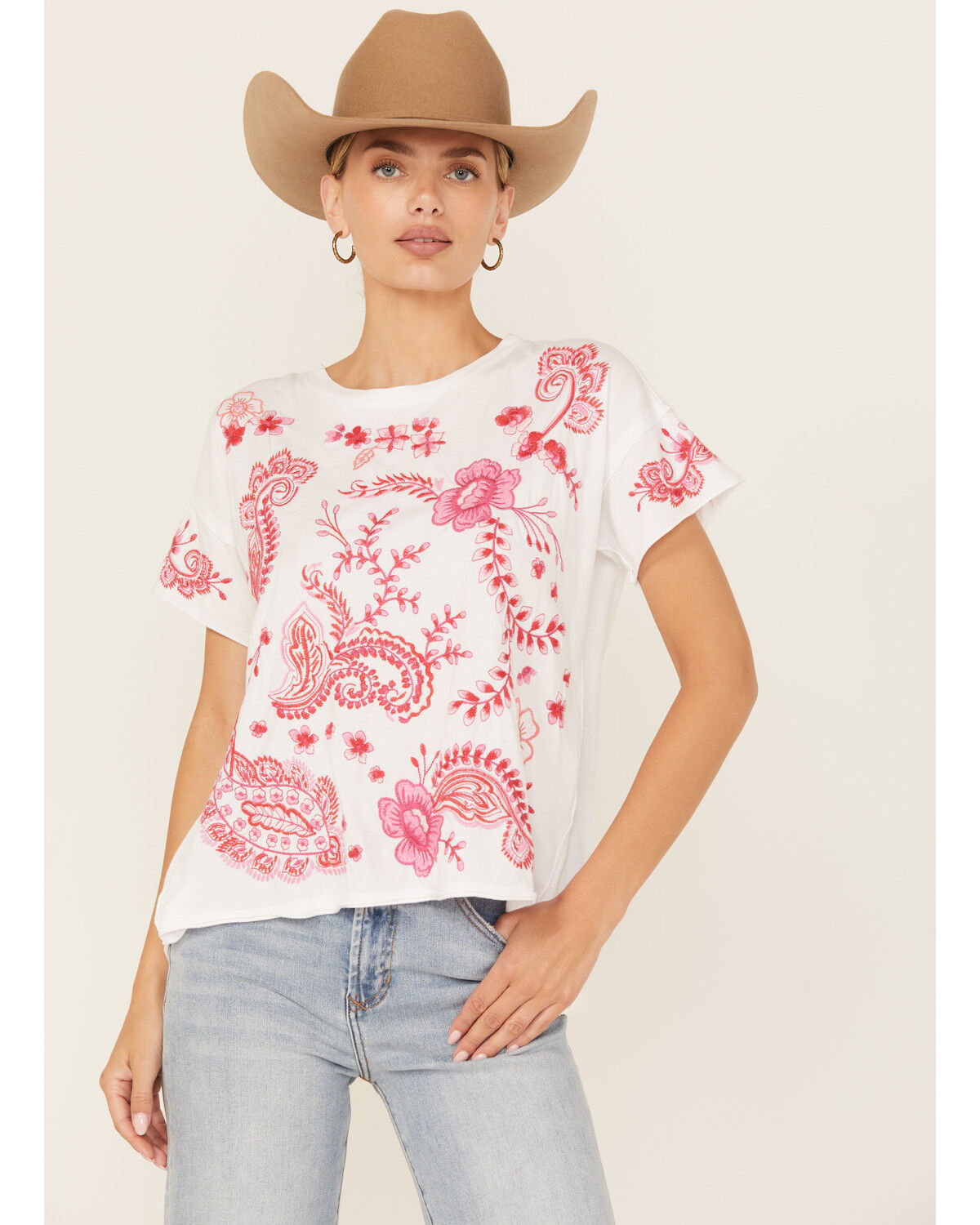 Johnny Was Women's Raw Detail Swing Short Sleeve Tee