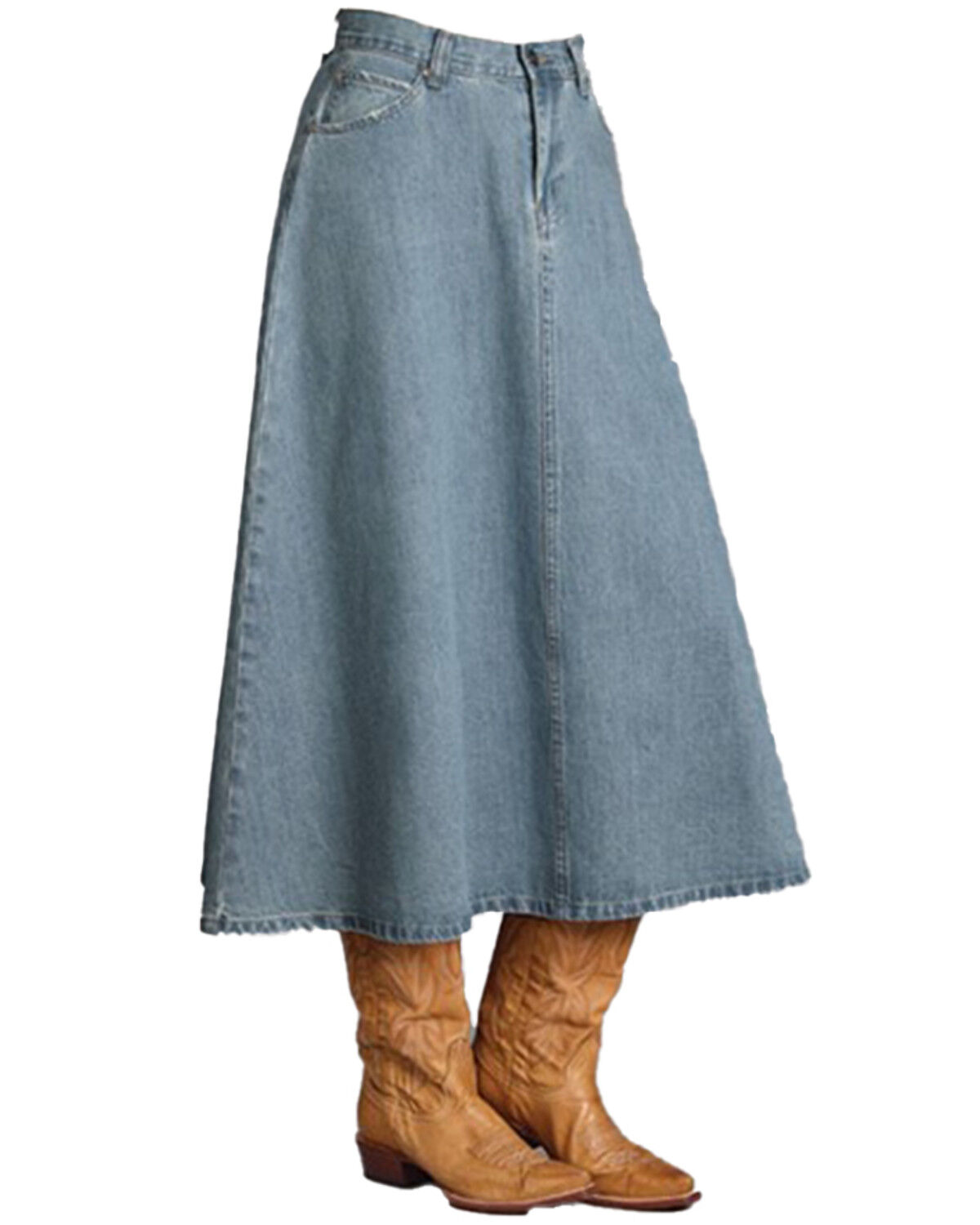 Stetson Women's Light Wash Denim Midi Skirt