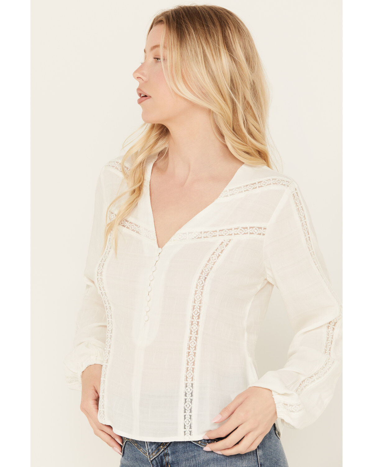 Idyllwind Women's Charlotte Long Sleeve Lace Inset Top