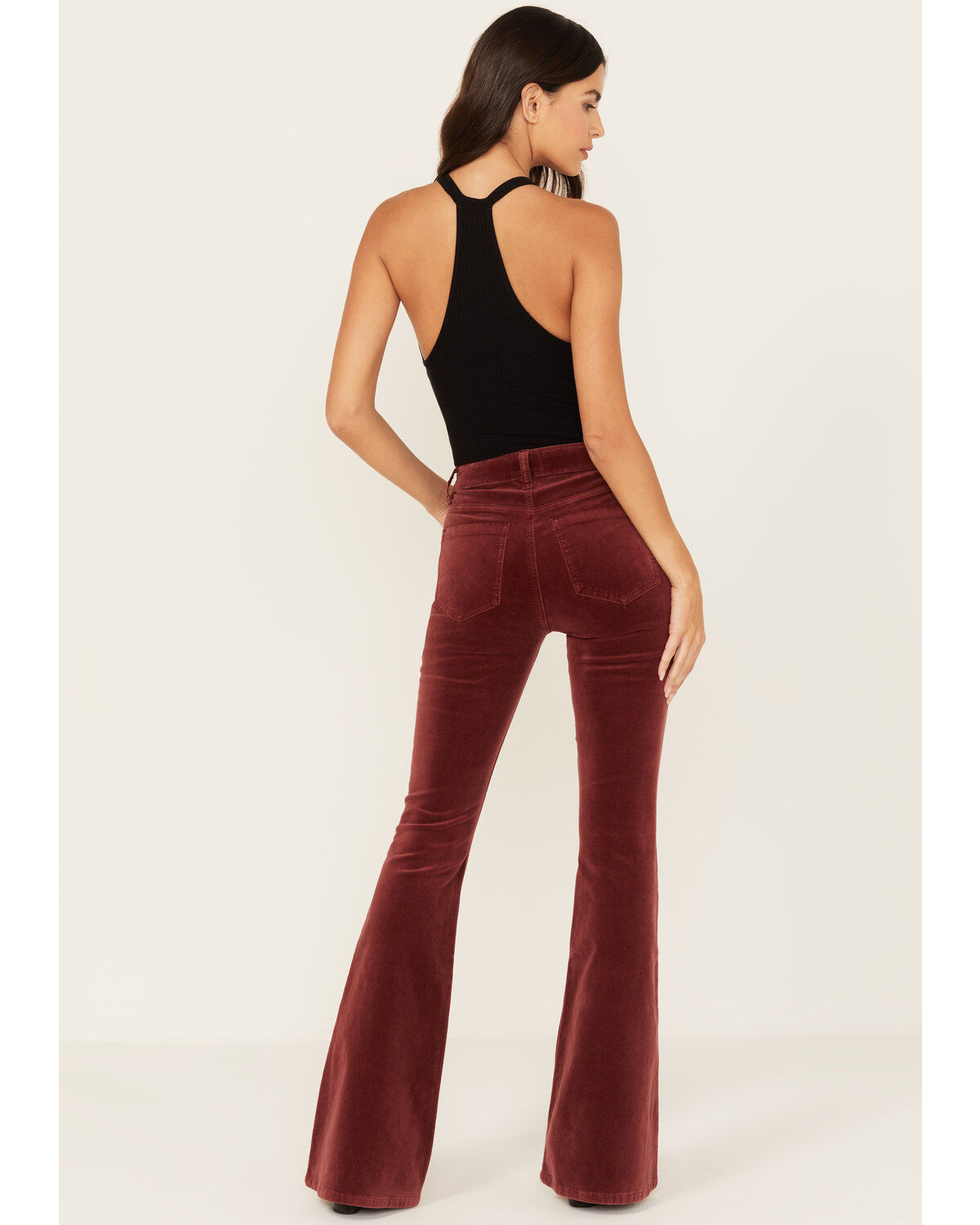 Shyanne Women's Syrah High Rise Velveteen Stretch Flare Jeans