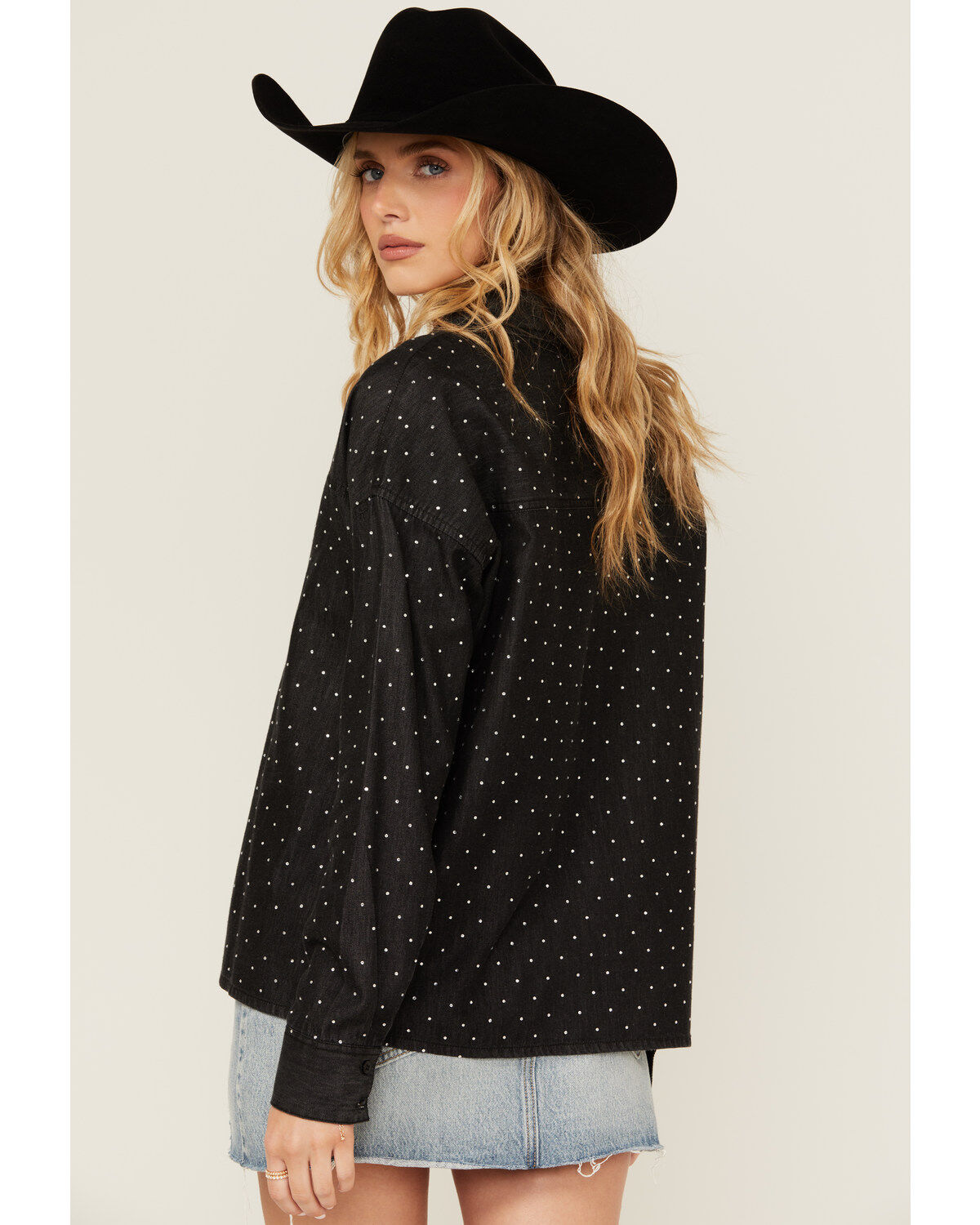 Rock & Roll Denim Women's Rhinestone Long Sleeve Button-Down Western Shirt