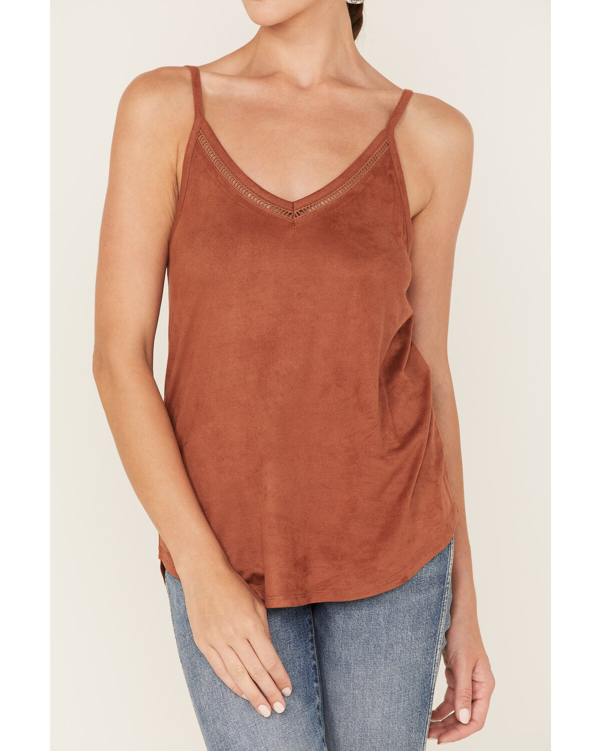 Shyanne Women's Faux Suede Latter Trim Cami