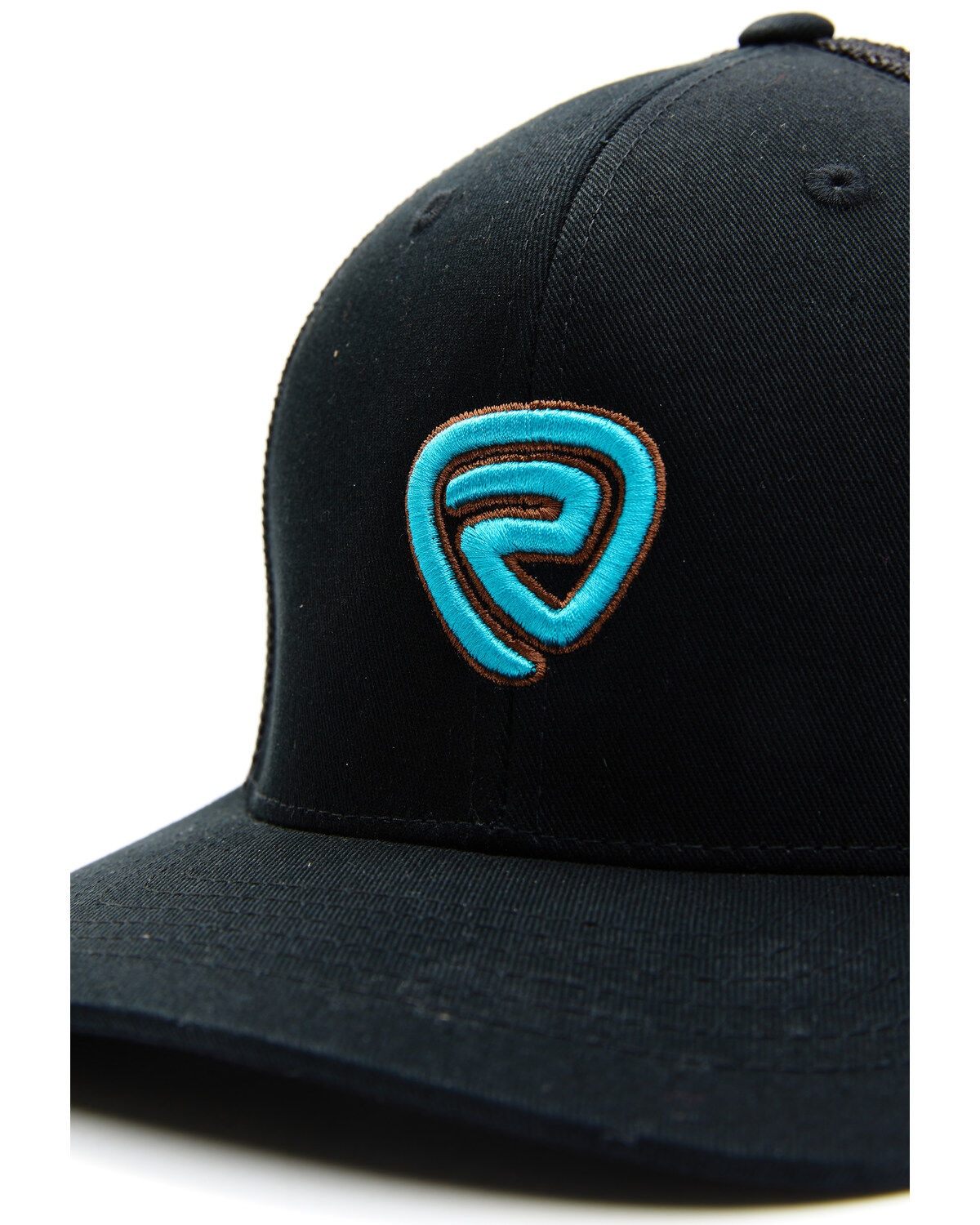 Rock & Roll Denim Men's Black & Turquoise Embroidered Logo Mesh-Back Ball Cap