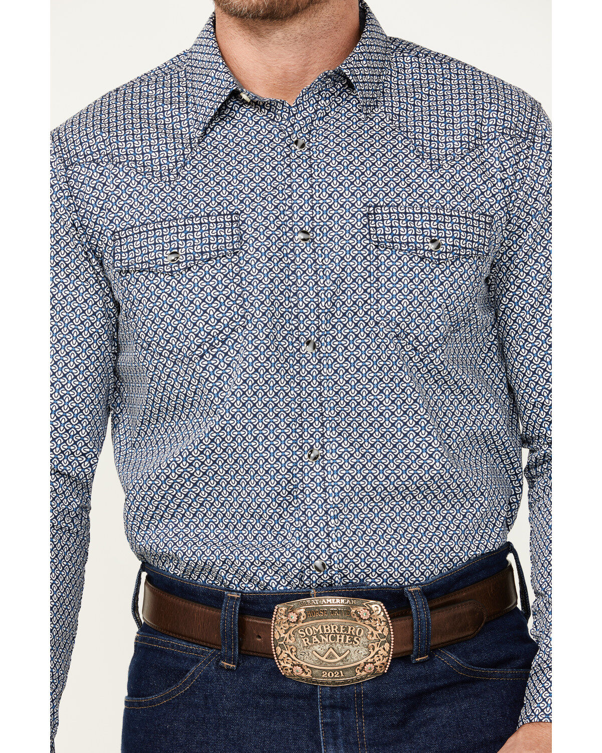 Cody James Men's Reride Geo Print Long Sleeve Snap Western Shirt