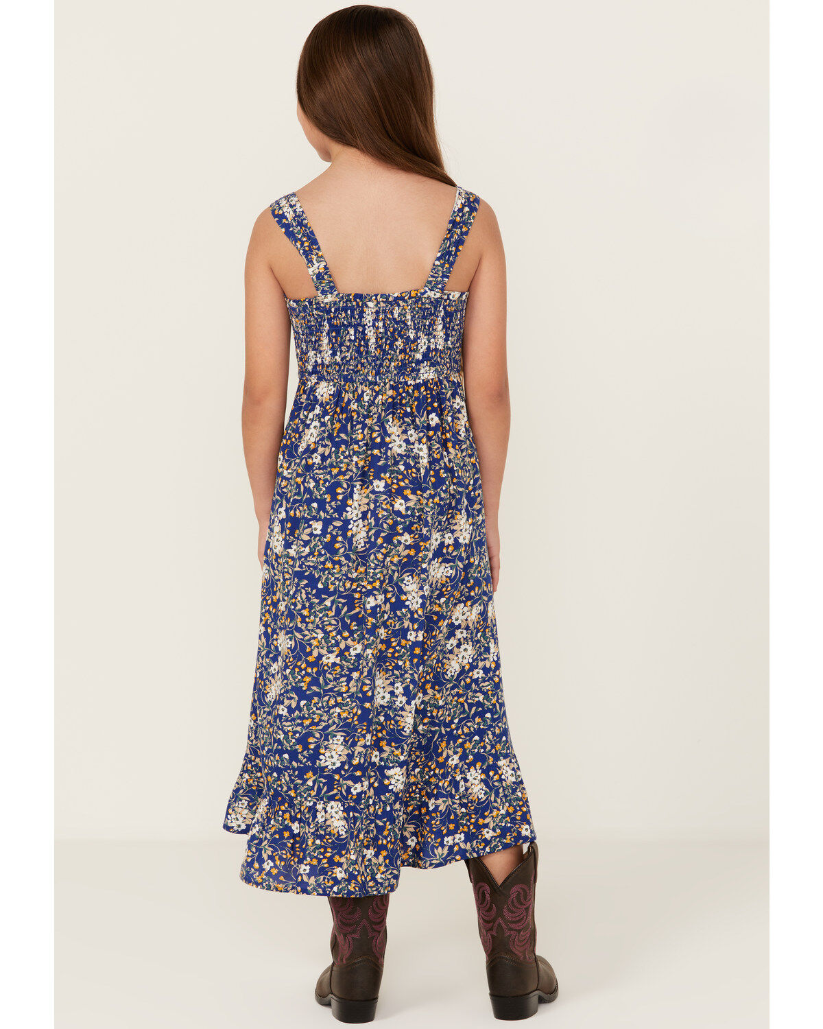 Cotton & Rye Girls' Floral Print Button-Down Maxi Dress