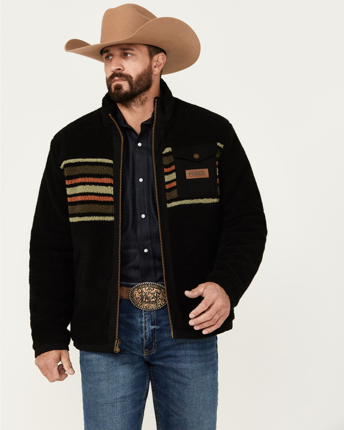 Pendleton Men's Camp Stripe Lone Fir Berber Jacket