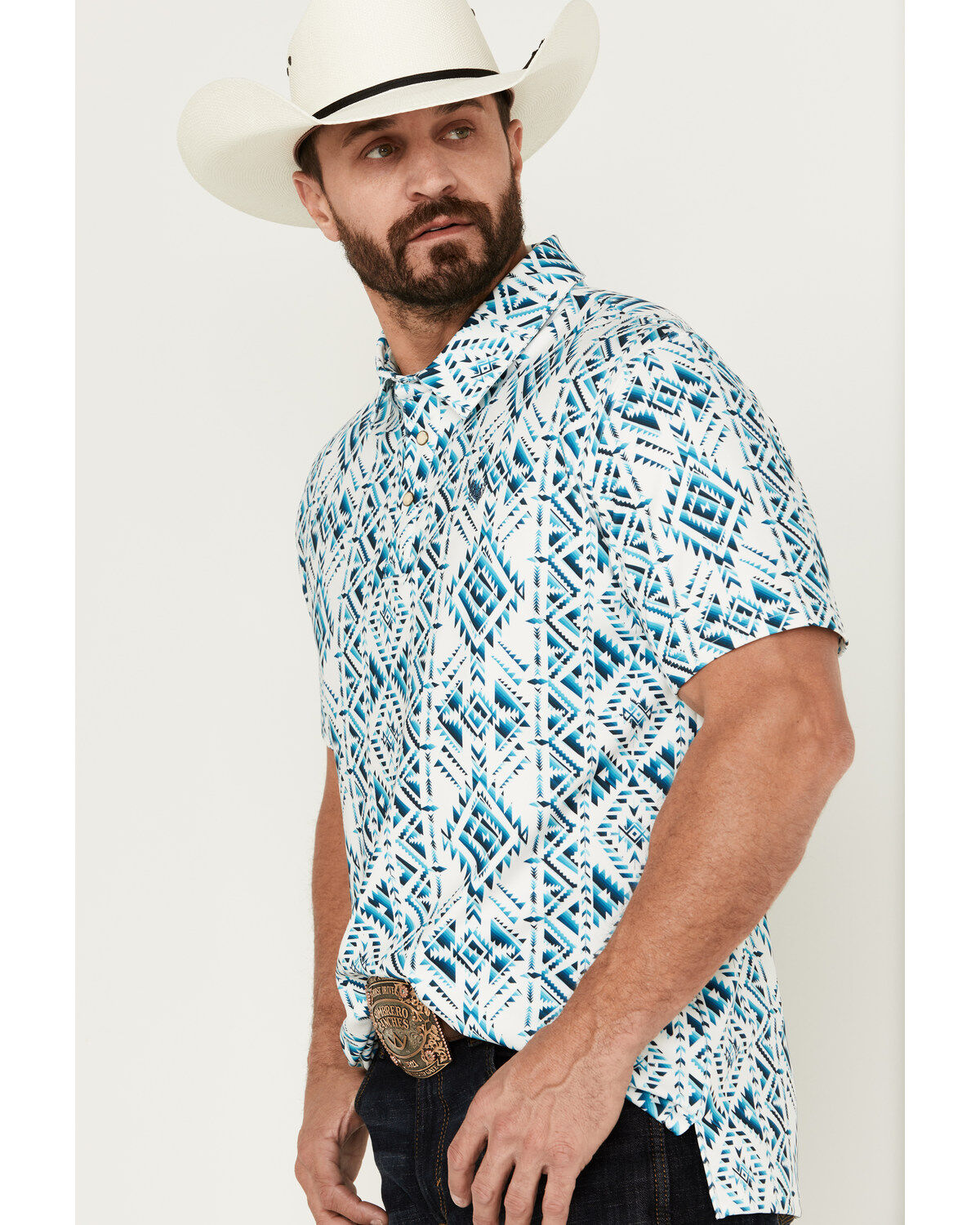 Panhandle Men's Southwestern Print Short Sleeve Performance Polo Shirt