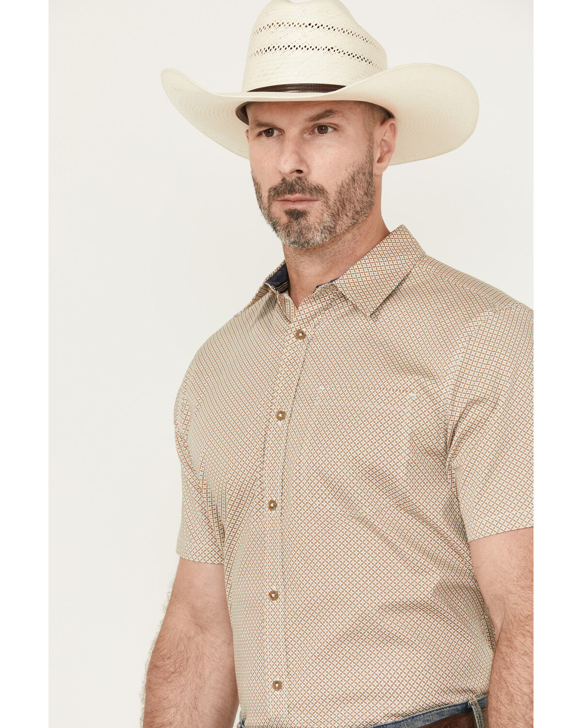 Cody James Men's Grill And Greet Geo Print Short Sleeve Button-Down Stretch Western Shirt