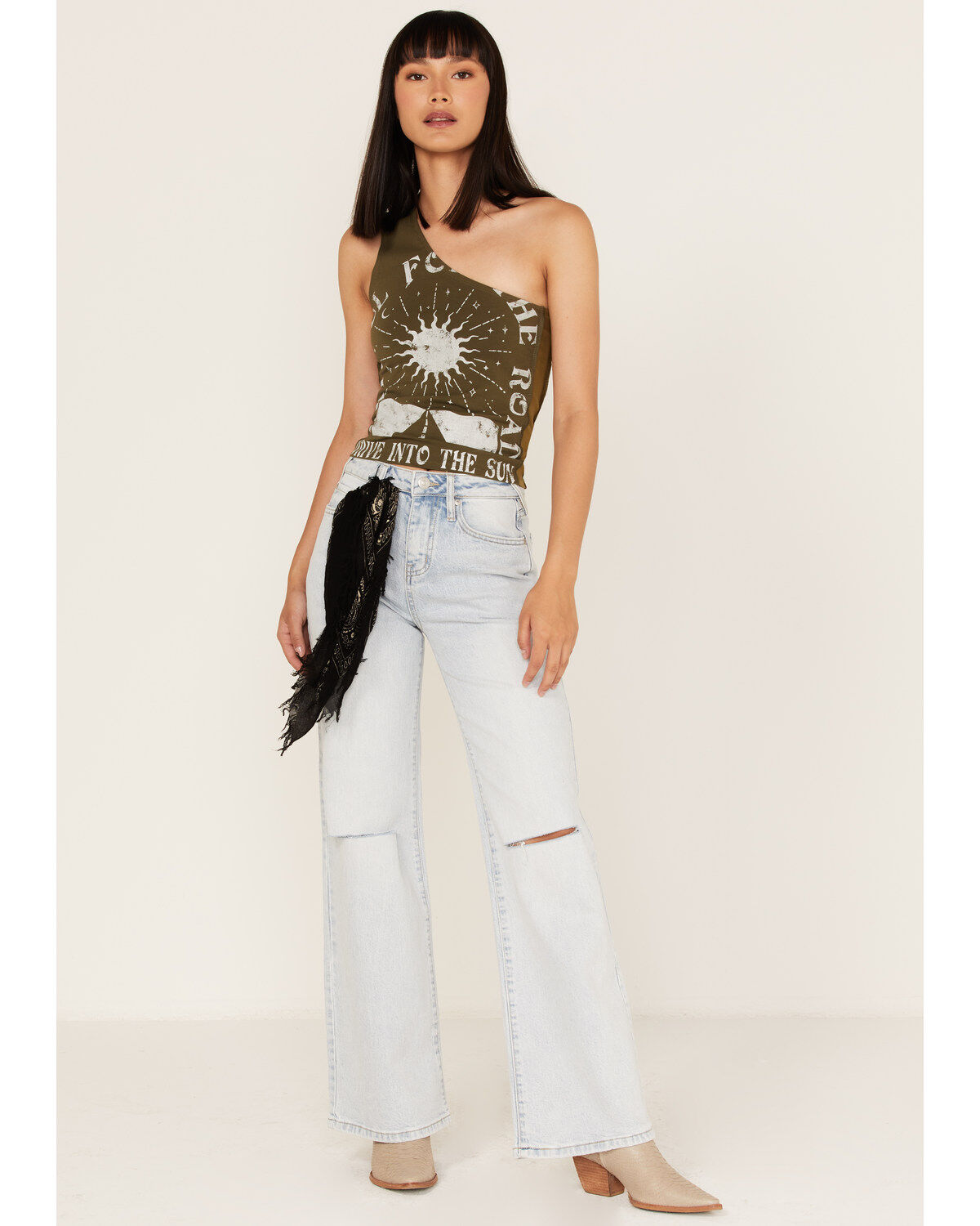 Cleo + Wolf Women's Drive Into The Sun Graphic One Shoulder Tank Top
