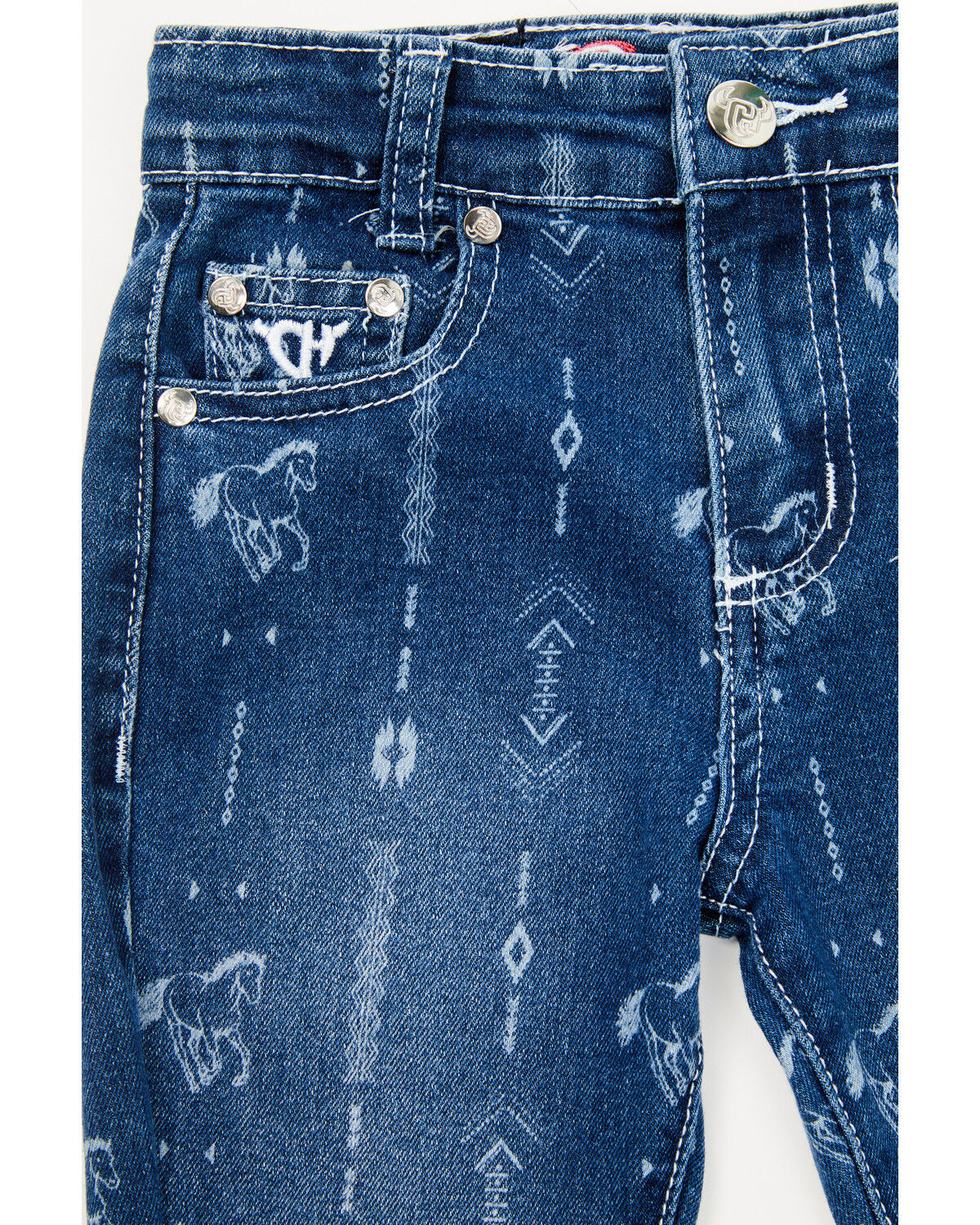 Cowgirl Hardware Toddler Girls' Southwestern Striped Stretch Bell Bottom Jeans