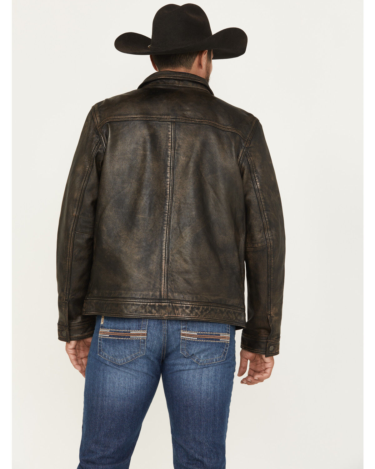 Scully Men's Distressed Leather Trucker Jacket