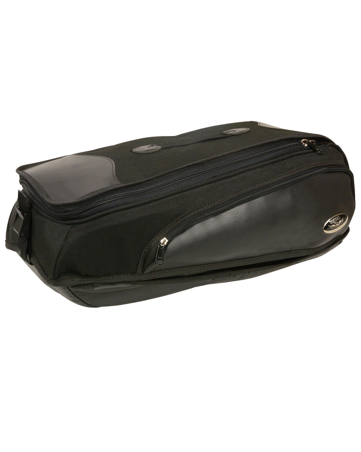 Milwaukee Leather Black Long Textile Back Rack Travel Bag