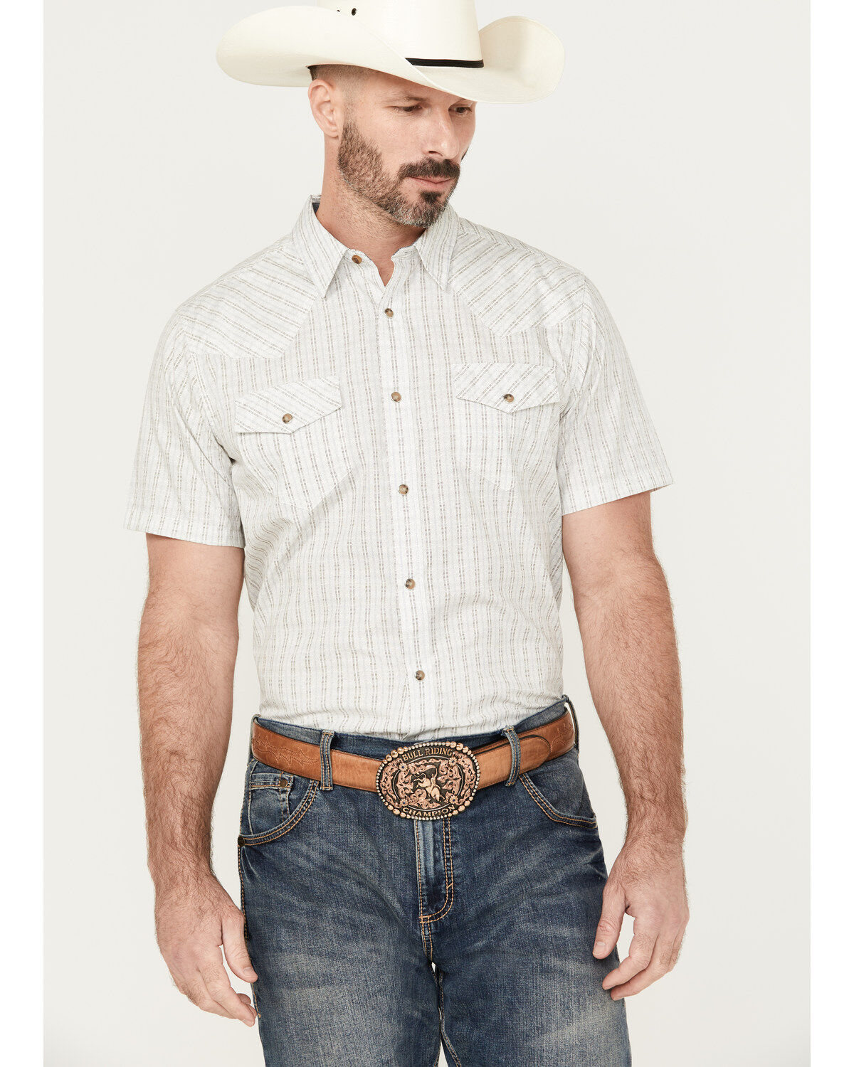 Cody James Men's Plaid Print Short Sleeve Snap Western Shirt