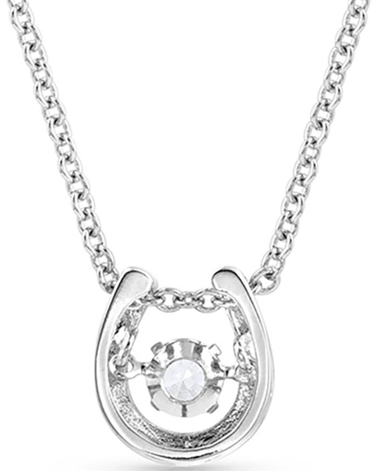 Montana Silversmiths Women's Dancing Birthstone Horseshoe Necklace - April