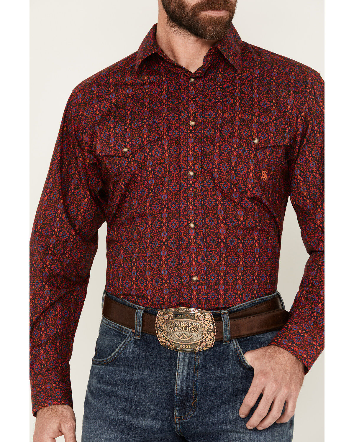 Ariat Men's Patterson Medallion Print Long Sleeve Snap Western Shirt