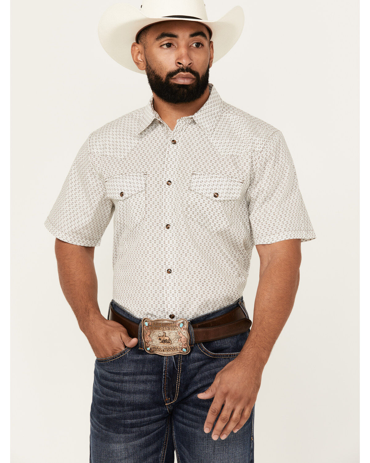 Gibson Trading Co Men's Moonlight Geo Print Short Sleeve Snap Western Shirt