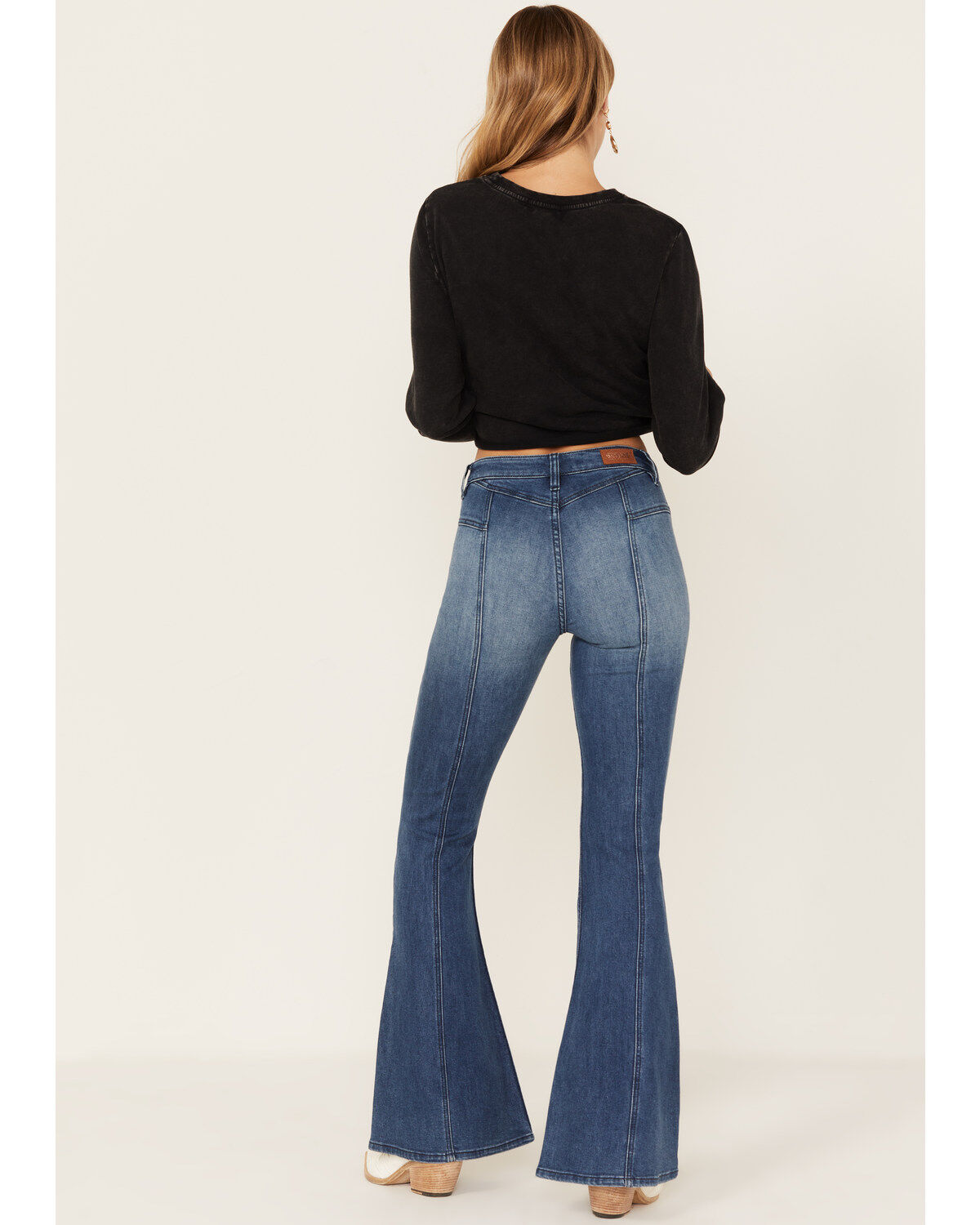 Shyanne Women's Medium Wash High Rise Eden Stretch Flare Jeans