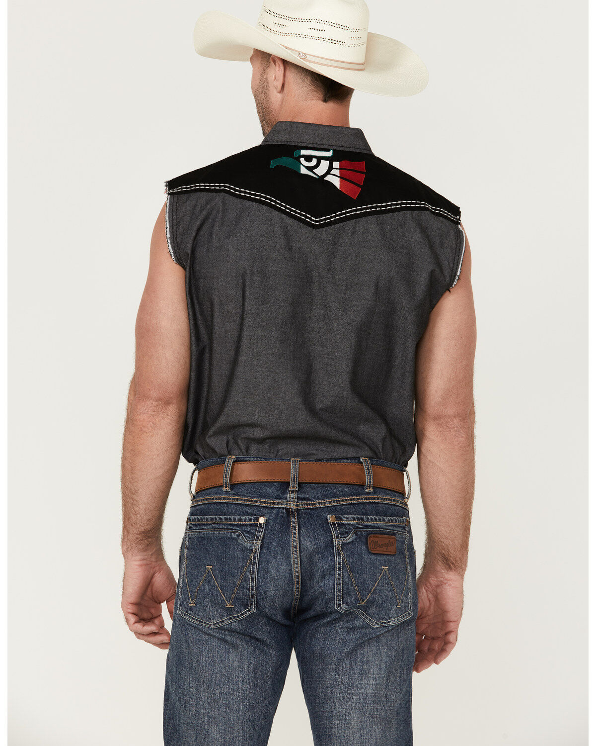 Cody James Men's Mexico Flag Eagle Bubba Sleeveless Snap Western Shirt