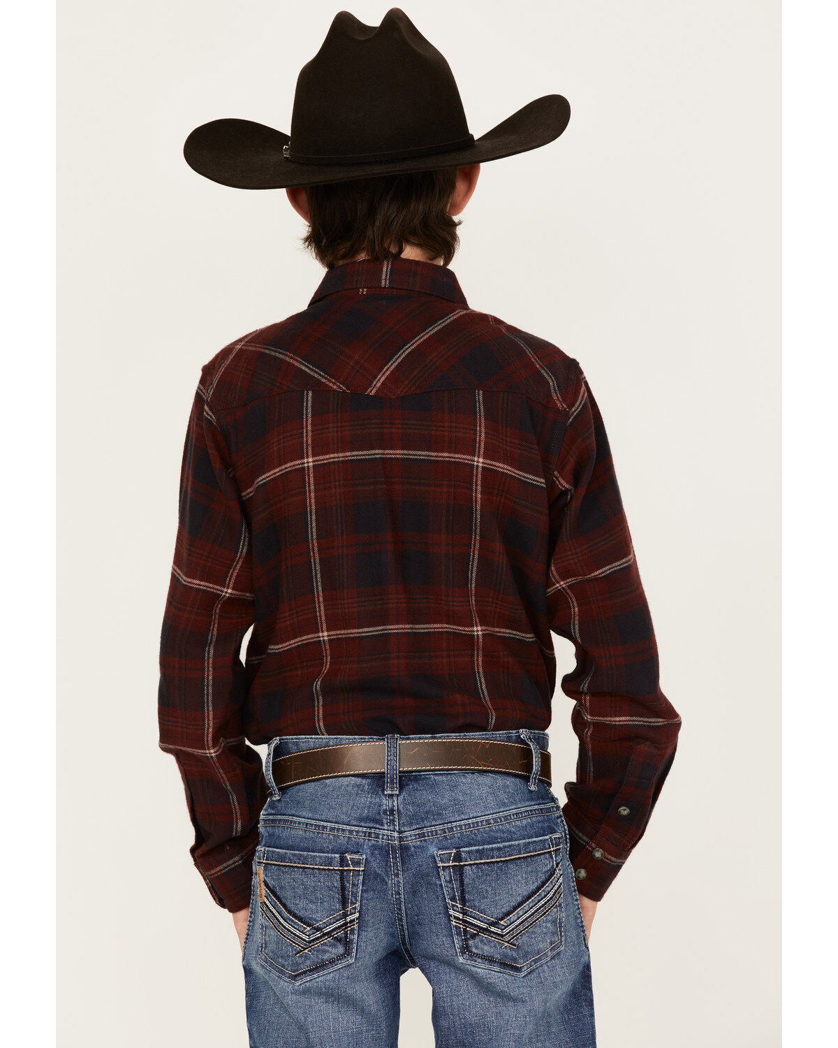 Ariat Boys' Retro Heather Plaid Print Long Sleeve Snap Shirt