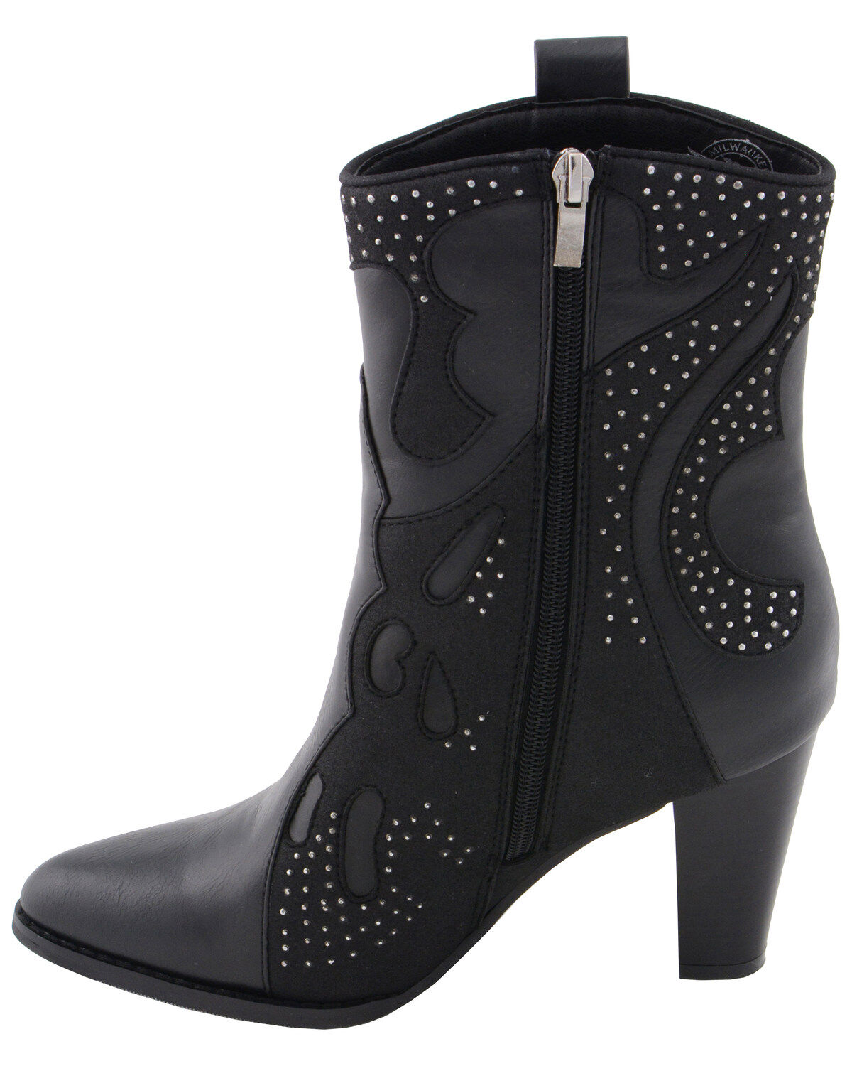 Milwaukee Leather Women's Studded Overlay Western Boots - Round Toe