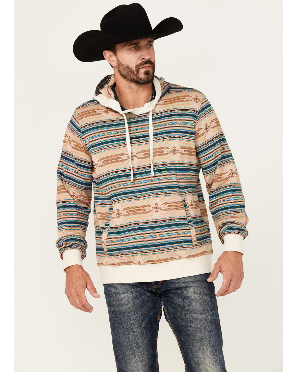 Rock & Roll Denim Men's Southwestern Print Hooded Sweatshirt