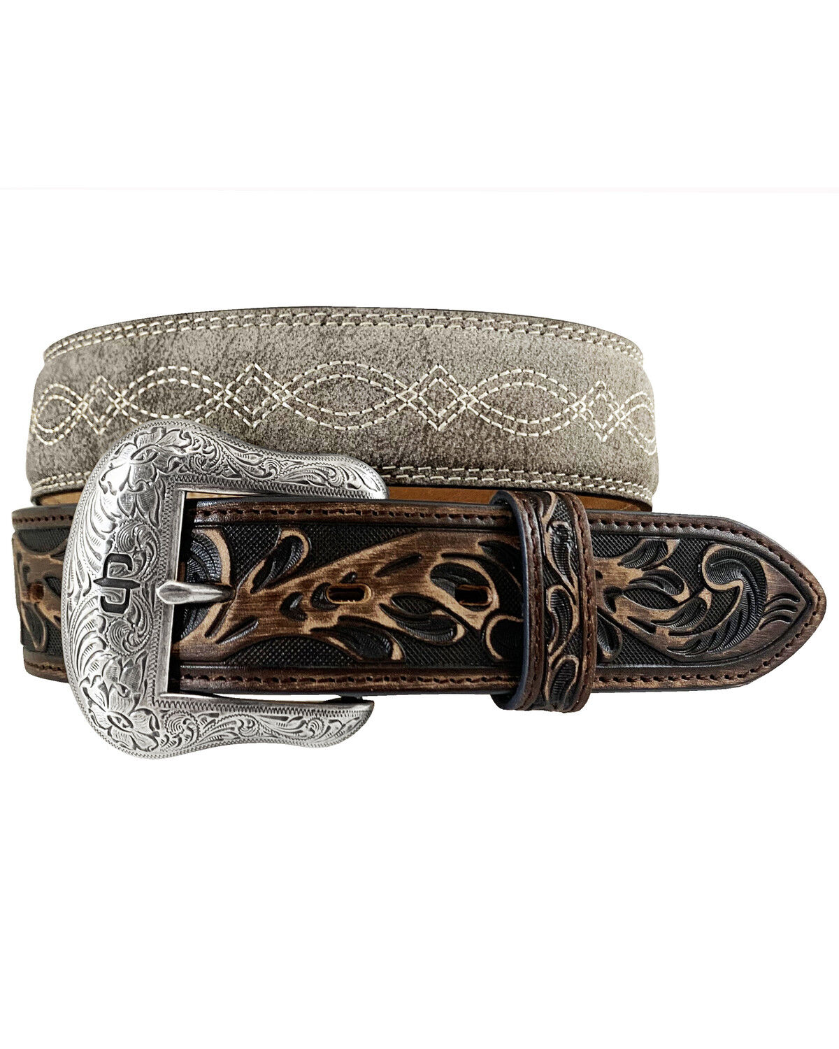 Stetson Men's Tooled Leather Belt
