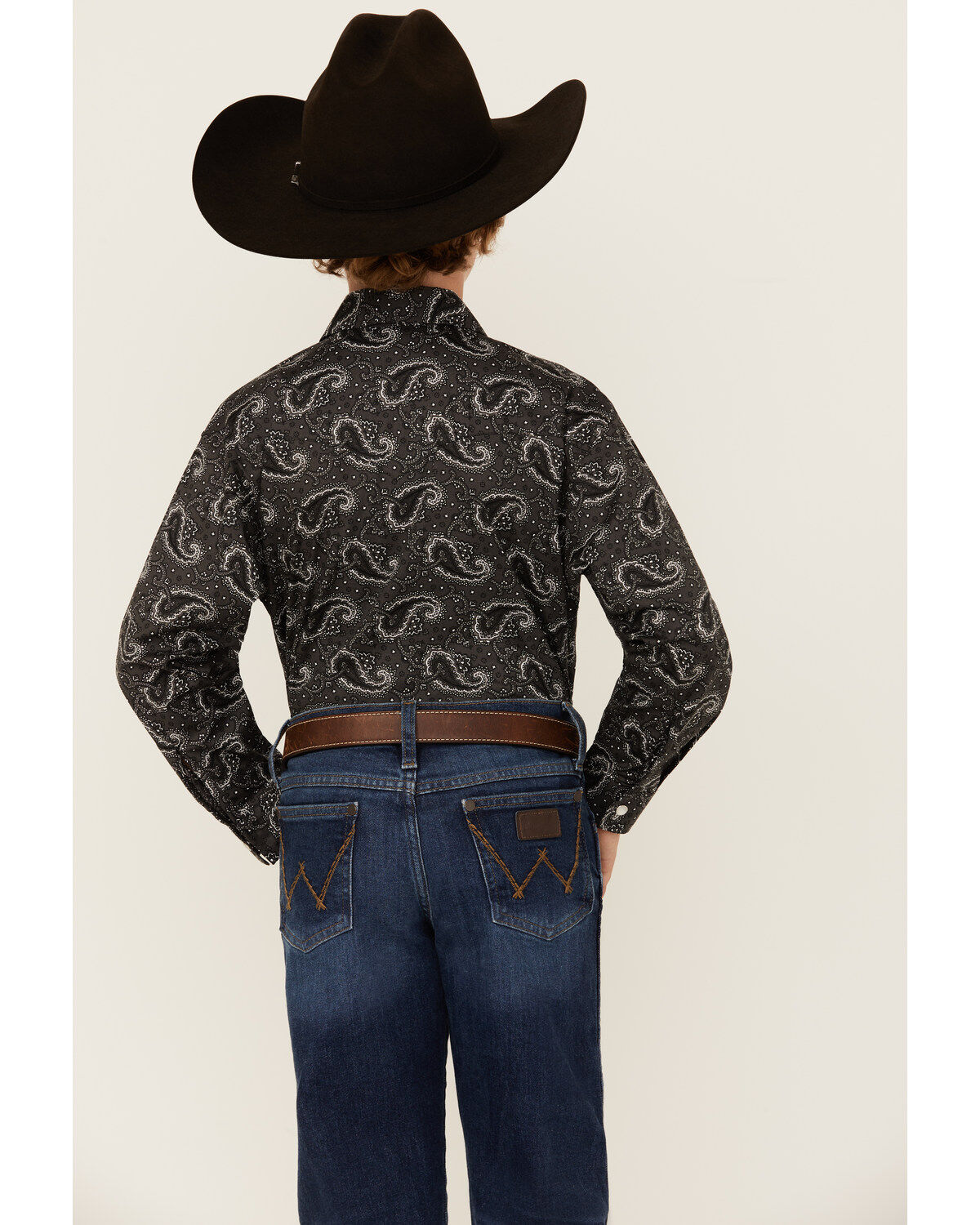 Rock & Roll Denim Boys' Paisley Print Long Sleeve Pearl Snap Western Shirt