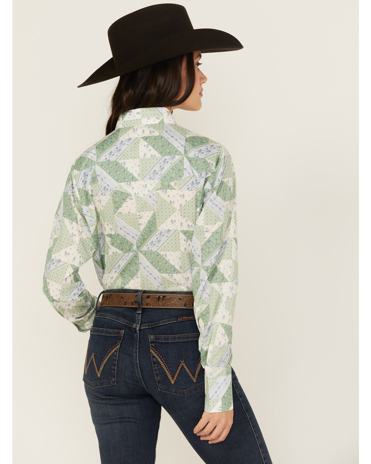 Cowboygirl by Jenna Paulette Women's Patchwork Print Long Sleeve Pearl Snap Western Shirt