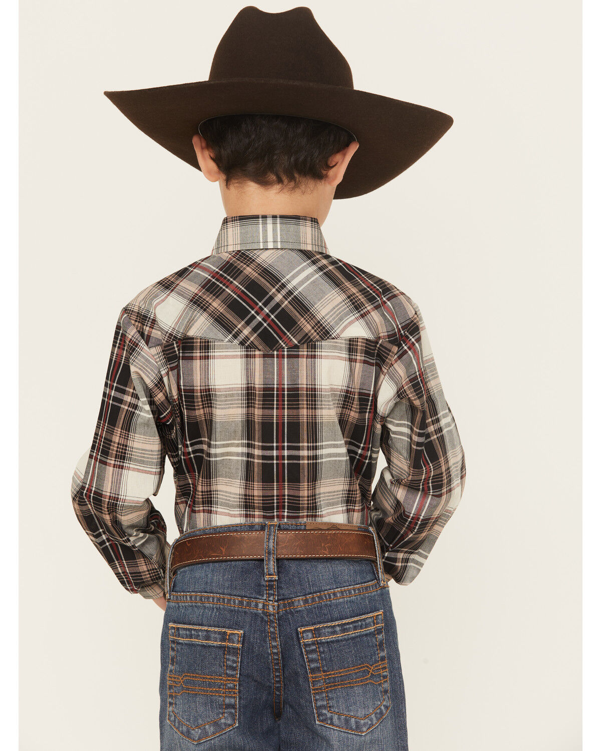 Ely Walker Boys' Plaid Print Long Sleeve Snap Western Shirt