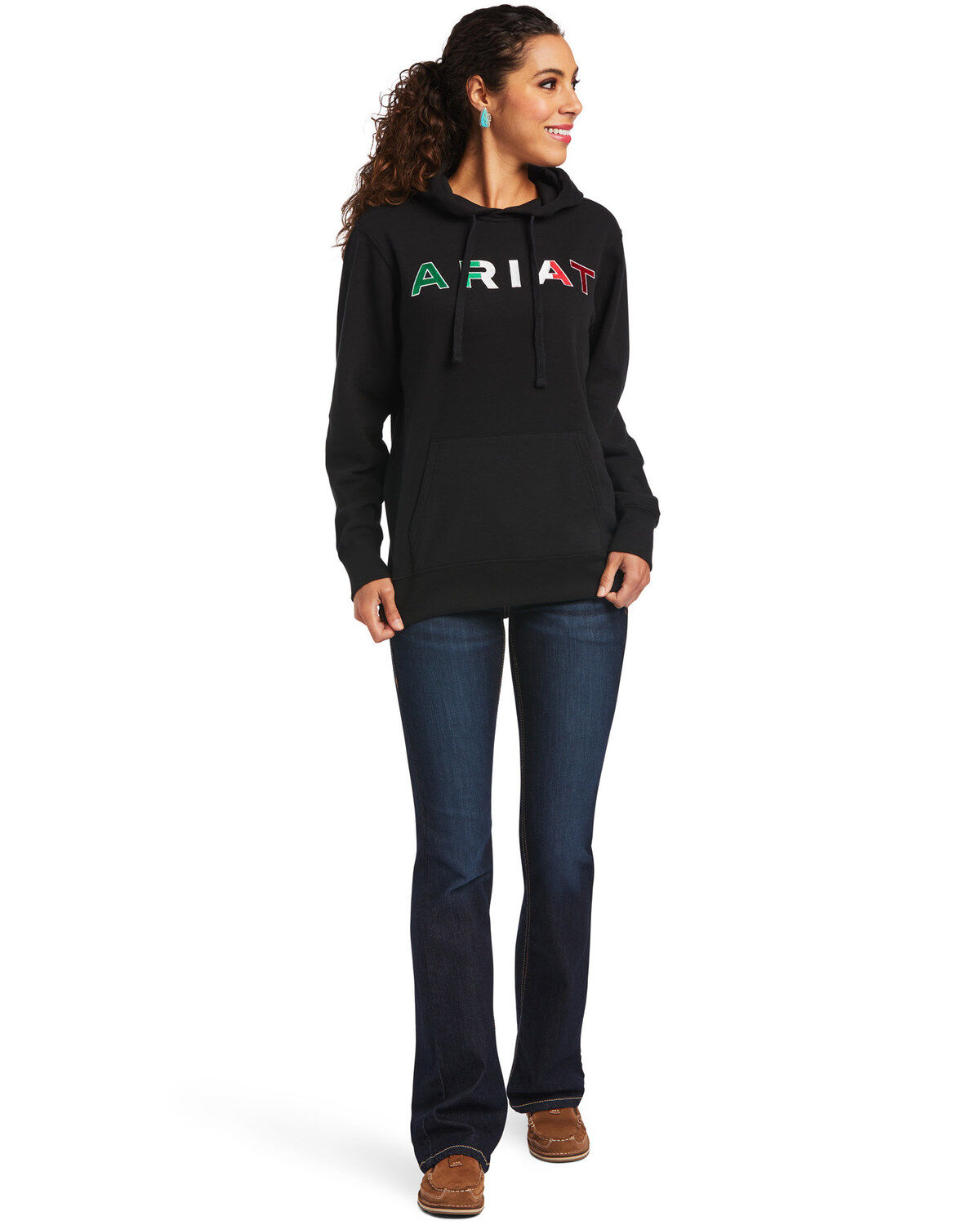 Ariat Women's Black R.E.A.L Mexico Embroidered Logo Pullover Hoodie - Plus