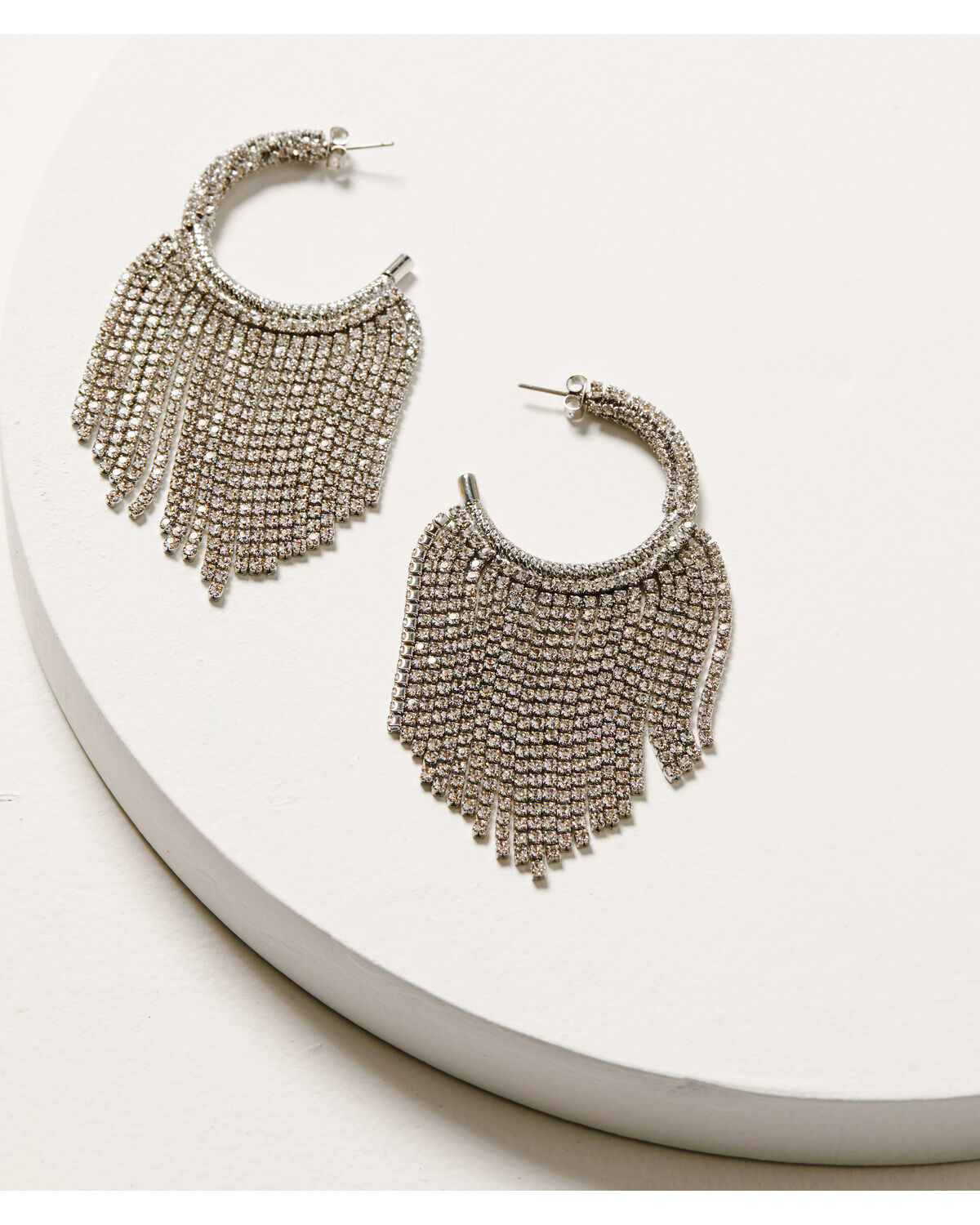 Wonderwest Women's Rhinestone Fringe Hoop Earrings
