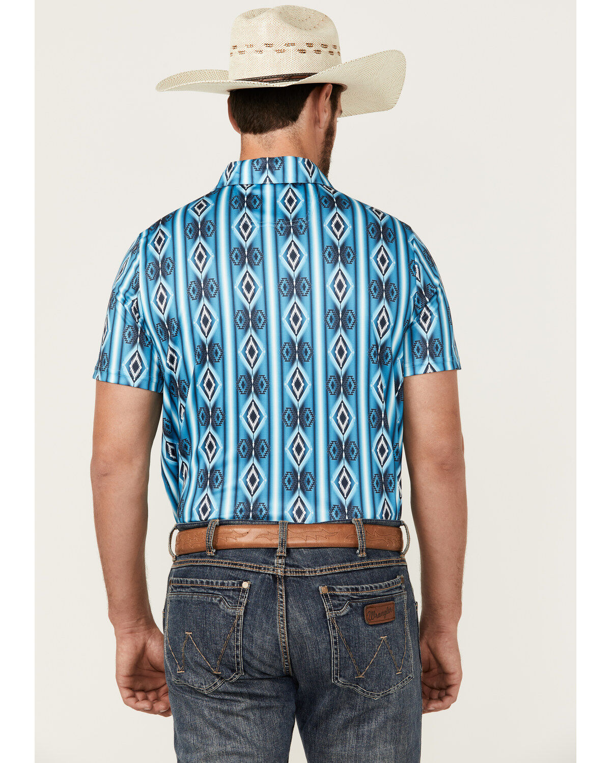 Rock & Roll Denim Men's Southwestern Print Short Sleeve Polo Shirt