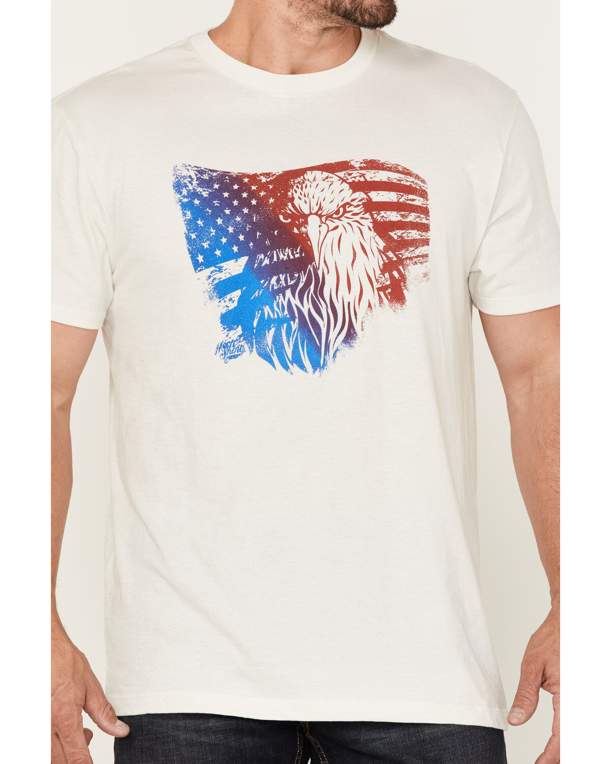Moonshine Spirit Men's Blender Eagle Flag Graphic Short Sleeve T-Shirt