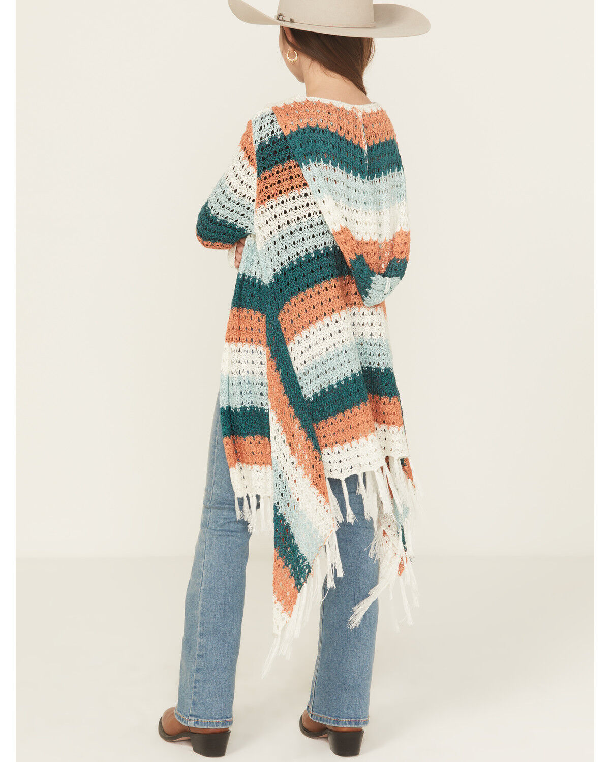 Rock & Roll Denim Girls' Striped Fringe Cardigan