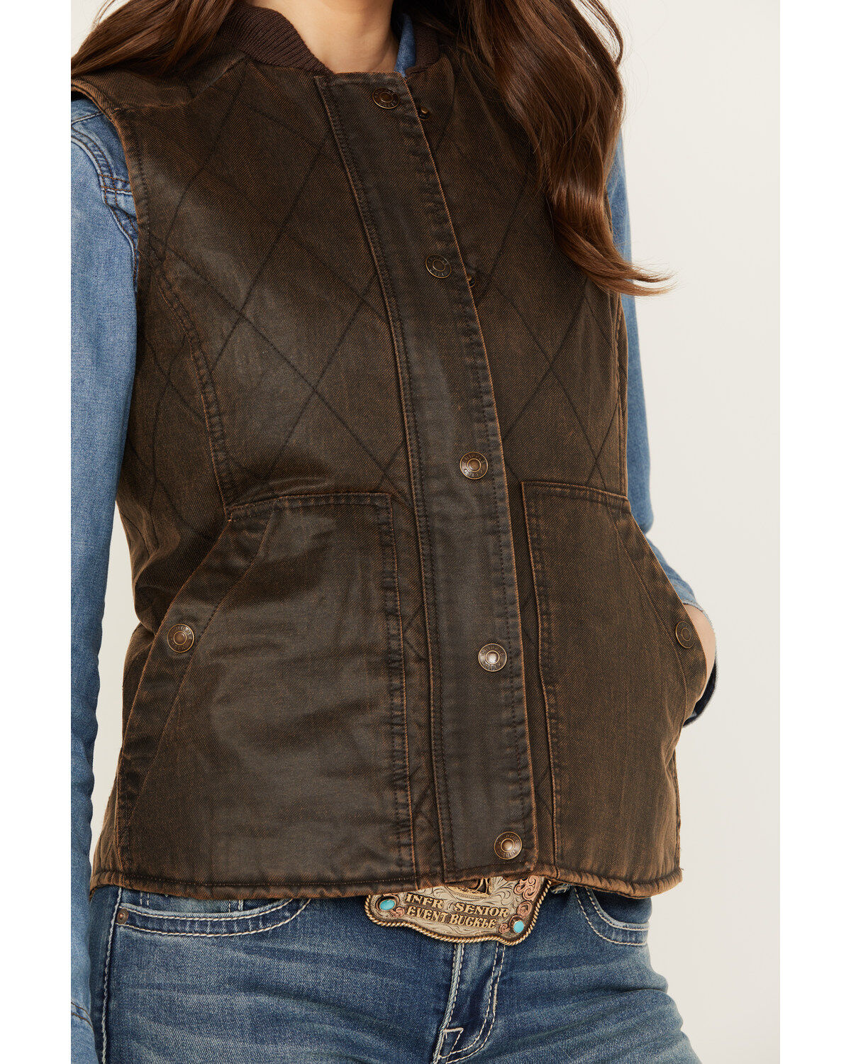 Circle S Women's Zip Front Enzyme Washed Cotton Concealed Carry Vest