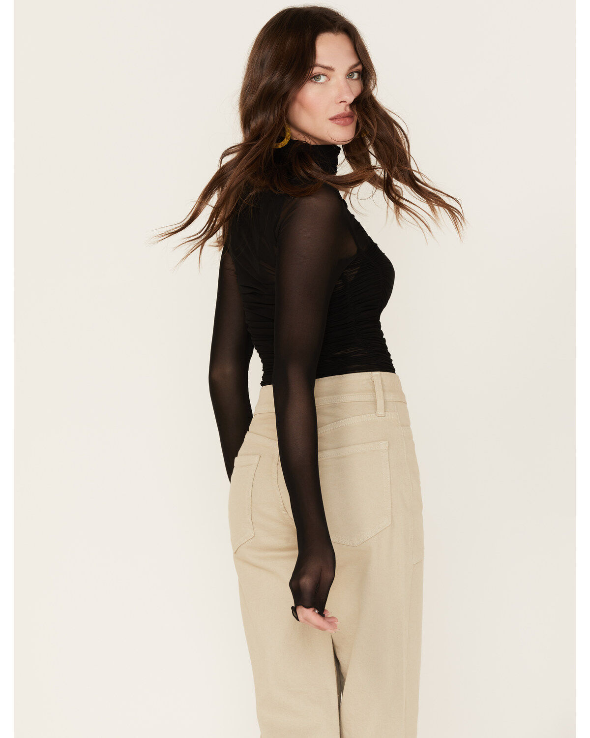 Free People Women's Under It All Ruched Mesh Bodysuit